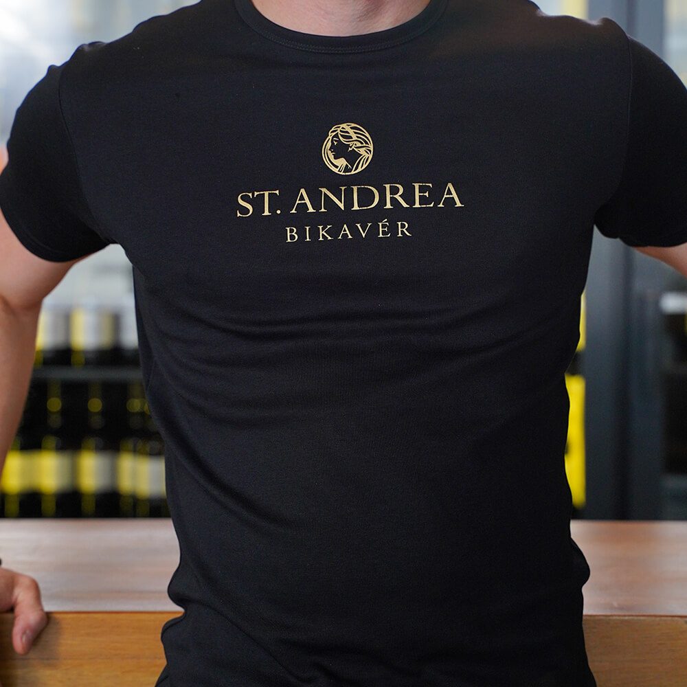 St. Andrea férfi, slim fekete póló organikus pamutból